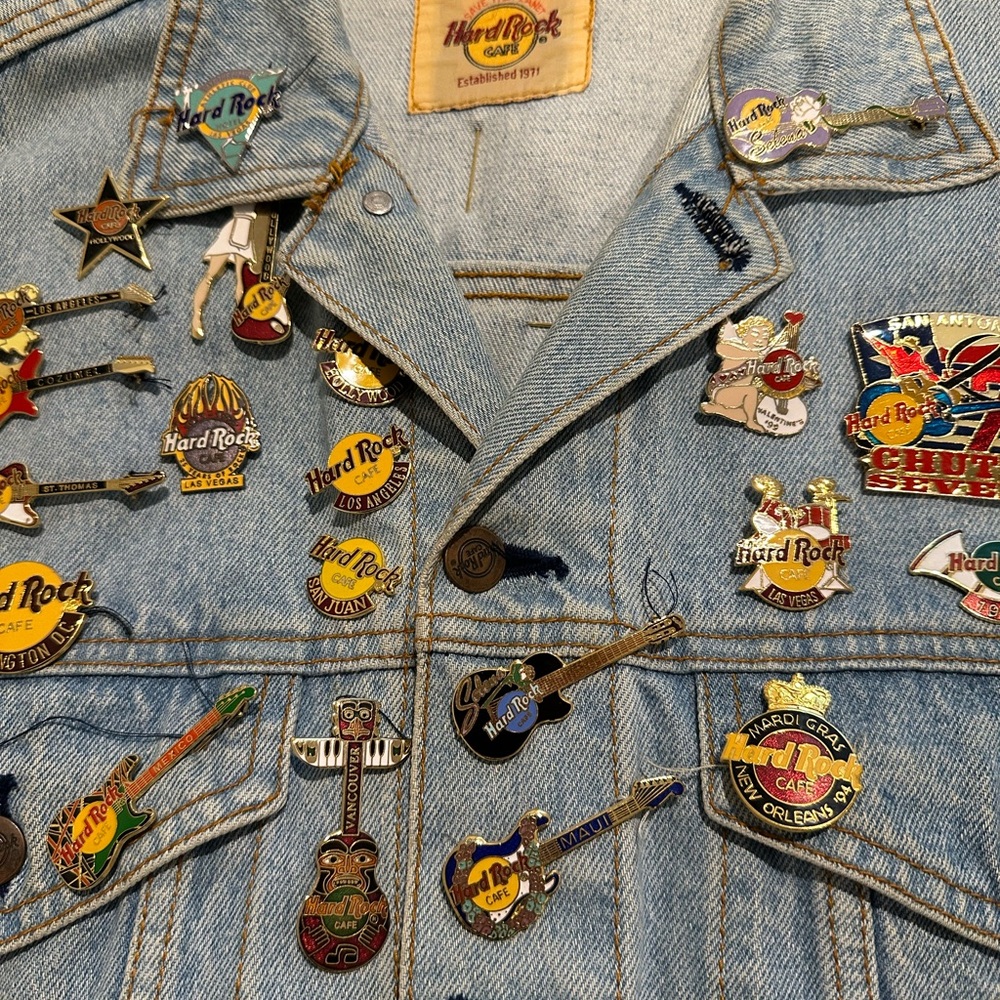 Hard Rock Cafe Denim Jacket with Pins